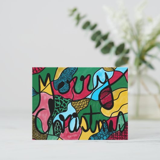 MERRY CHRISTMAS NEUROGRAPHIC & BLACK LINE BRIEFKAART (Staand voorkant)