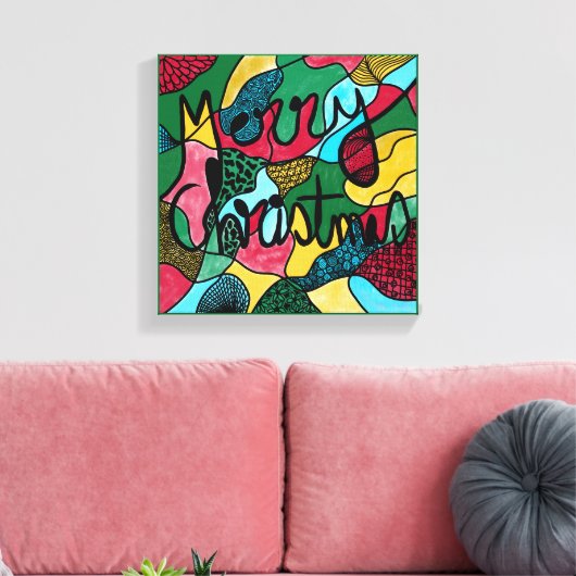 MERRY CHRISTMAS NEUROGRAPHIC & BLACK LINE CANVAS AFDRUK (Insitu (Woonkamer))