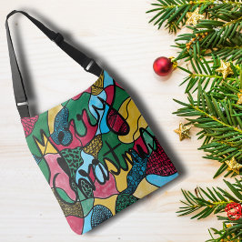 MERRY CHRISTMAS NEUROGRAPHIC & BLACK LINE CROSSBODY TAS