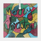 MERRY CHRISTMAS NEUROGRAPHIC & BLACK LINE GLAS ORNAMENT (Voorkant)