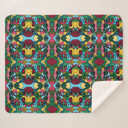 MERRY CHRISTMAS NEUROGRAPHIC & BLACK LINE SHERPA DEKEN (Voorkant (horizontaal))