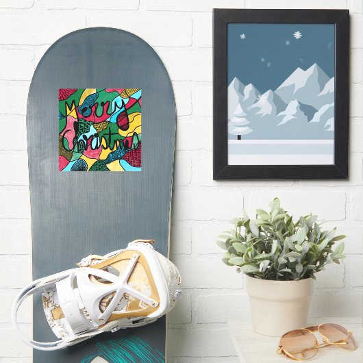 MERRY CHRISTMAS NEUROGRAPHIC & BLACK LINE STICKER (Snowboard)