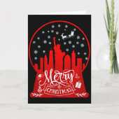 Merry Christmas New York Skyline In Snow Globe Sno Kaart (Voorkant)