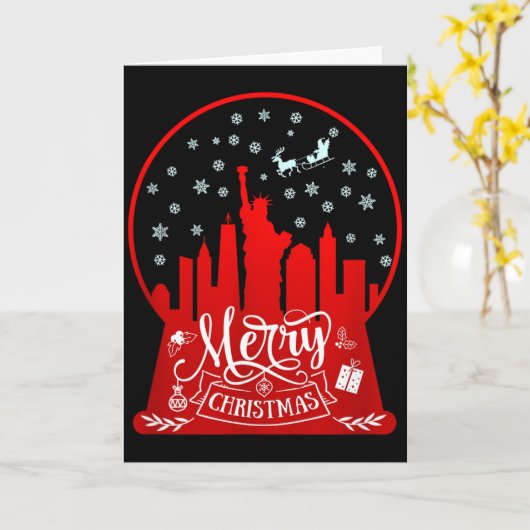 Merry Christmas New York Skyline In Snow Globe Sno Kaart (Gele Bloem)