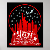 Merry Christmas New York Skyline In Snow Globe Sno Poster (Voorkant)