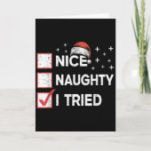 Merry Christmas Nice Naughty I Tried Christmas Lis Kaart (Voorkant)