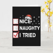 Merry Christmas Nice Naughty I Tried Christmas Lis Kaart (Gele Bloem)