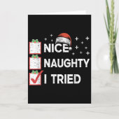 Merry Christmas Nice Naughty I Tried Christmas Lis Kaart (Voorkant)
