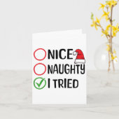 Merry Christmas Nice Naughty I Tried Christmas Lis Kaart (Gele Bloem)