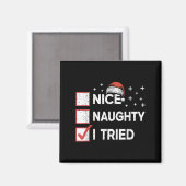 Merry Christmas Nice Naughty I Tried Christmas Lis Magneet (Voorkant / Achterkant)