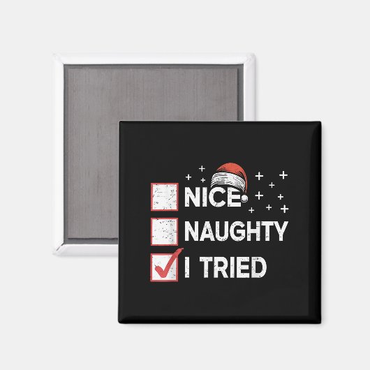 Merry Christmas Nice Naughty I Tried Christmas Lis Magneet (Voorkant / Achterkant)