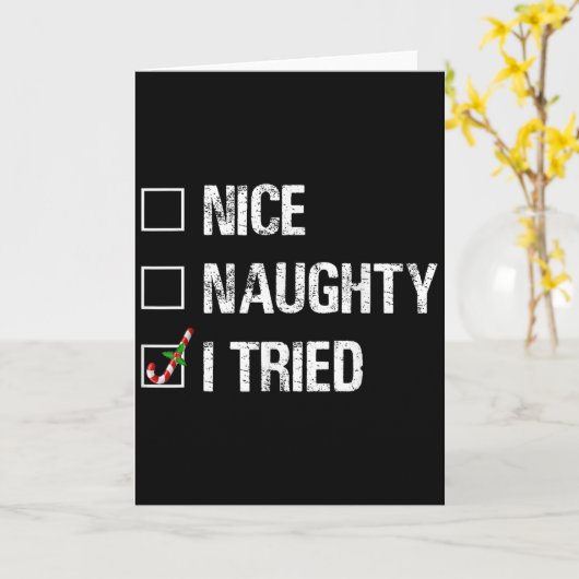 Merry Christmas Nice Naughty I Tried Xmas Light Pa Kaart (Gele Bloem)