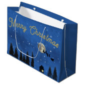 Merry Christmas Night Sky Gift Bag Groot Cadeauzakje (Voorkant Gekanteld)