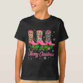 Merry Christmas Nk Cowboy Boots Pajamas Pjs Xmas W T-shirt (Voorkant)