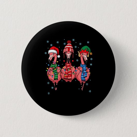 Merry Christmas Nk Flamingo Santa Hat Matching Fam Ronde Button 5,7 Cm (Voorkant)