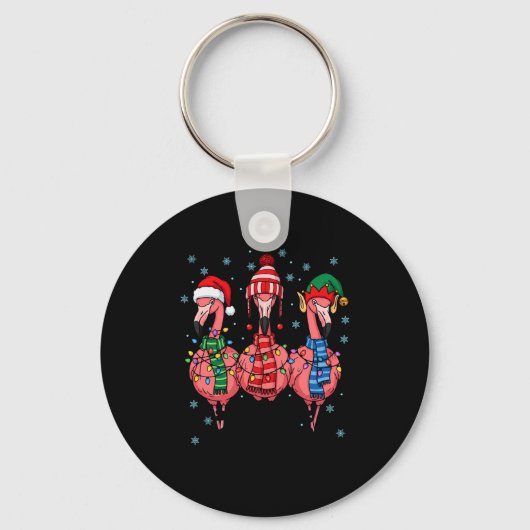 Merry Christmas Nk Flamingo Santa Hat Matching Fam Sleutelhanger (Voorkant)