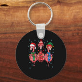 Merry Christmas Nk Flamingo Santa Hat Matching Fam Sleutelhanger (Voorkant)
