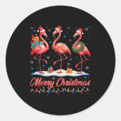 Merry Christmas Nk Flamingo Santa Xmas Womens Mens Ronde Sticker (Voorkant)