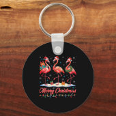 Merry Christmas Nk Flamingo Santa Xmas Womens Mens Sleutelhanger (Voorkant)
