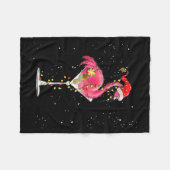 Merry Christmas Nk Flamingo Wine Drinking Lights X Fleece Deken (Voorkant (Horizontaal))