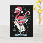 Merry Christmas Nk Flamingo Wine Drinking Lights X Kaart (Gele Bloem)