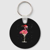 Merry Christmas Nk Flamingo Wine Drinking Lights X Sleutelhanger (Voorkant)