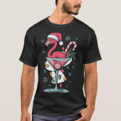 Merry Christmas Nk Flamingo Wine Drinking Lights X T-shirt (Voorkant)