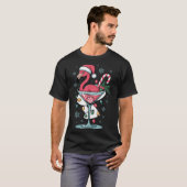 Merry Christmas Nk Flamingo Wine Drinking Lights X T-shirt (Voorkant volledig)