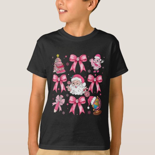 Merry Christmas Nk Santa Coquette Bow Teacher Girl T-shirt (Voorkant)