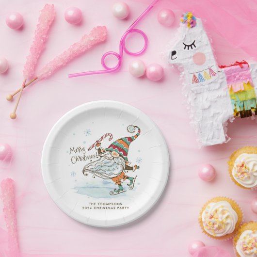Merry Christmas Nordic Gnome gepersonaliseerd Papieren Bordje (Feest)
