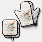 Merry Christmas Nordic Gnome Ovenwant & Pannenlap Set (Voorkant / Achterkant)