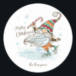 Merry Christmas Nordic Gnome Ronde Sticker<br><div class="desc">Het Merry Christmas Nordic Gnome collectie brengt de charme van de Scandinavische folklore naar uw vakantieseizoen. Met schattige kabouters in een feestelijke omgeving,  vangt dit collectie de warmte en magie van Kerstmis. Perfect voor het toevoegen van een gezellige en grillige touch aan uw vakantie decor en feesten!</div>