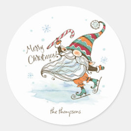 Merry Christmas Nordic Gnome Ronde Sticker