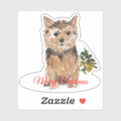 Merry Christmas Norfolk Terrier op maat gesneden v Sticker (Vel)