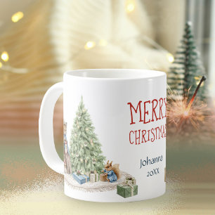 Merry Christmas Nostalgic Cute Animals Waterverf Koffiemok