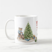 Merry Christmas Nostalgic Cute Animals Waterverf Koffiemok (Links)