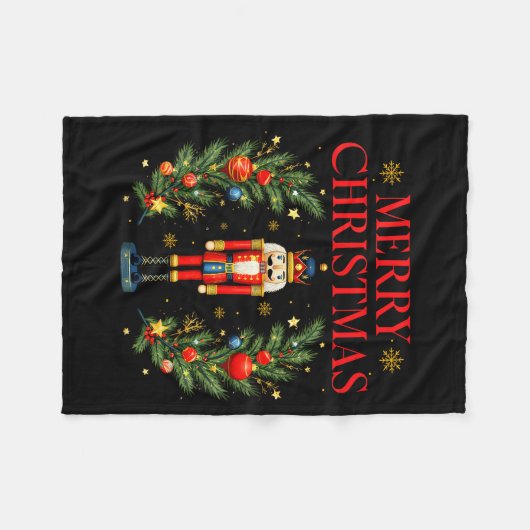 Merry Christmas Nutcracker Ballet Festive Xmas Men Fleece Deken (Voorkant (Horizontaal))