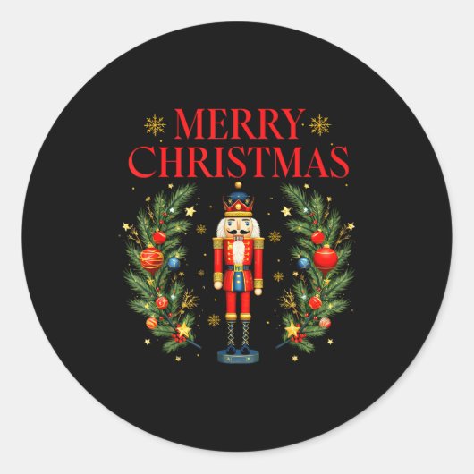 Merry Christmas Nutcracker Ballet Festive Xmas Men Ronde Sticker (Voorkant)