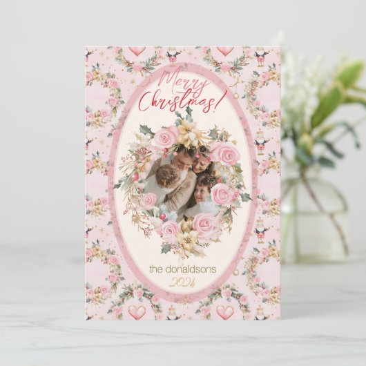 Merry Christmas Nutcracker Beaux Custom Message Feestdagenkaart (Staand voorkant)