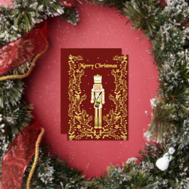 Merry Christmas Nutcracker Gold Foil Holiday Card Folie Feestdagenkaart