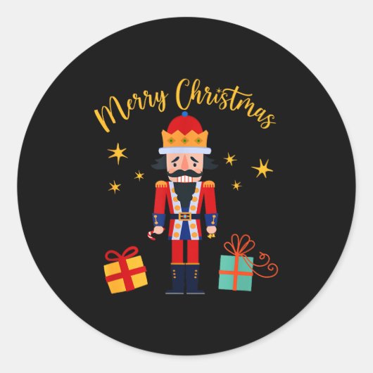 Merry Christmas - Nutcracker  Ronde Sticker (Voorkant)