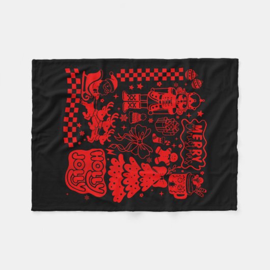 Merry Christmas Nutcracker Santa Clause Gingerbrea Fleece Deken (Voorkant (Horizontaal))