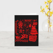 Merry Christmas Nutcracker Santa Clause Gingerbrea Kaart (Gele Bloem)