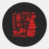 Merry Christmas Nutcracker Santa Clause Gingerbrea Ronde Sticker (Voorkant)