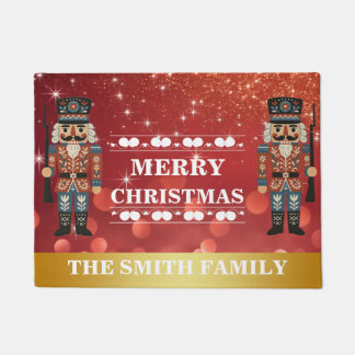 Merry Christmas Nutcrackers Red Gold Welcome Deurmat