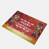Merry Christmas Nutcrackers Red Gold Welcome Deurmat (Schuin)