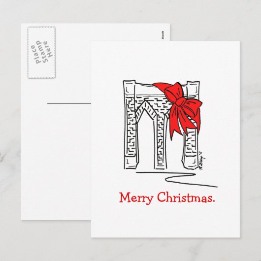 Merry Christmas NYC Brooklyn Bridge New York City Feestdagenkaart (Voorkant / Achterkant)