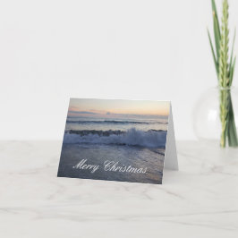 Merry Christmas Ocean Sunset Card Feestdagen Kaart