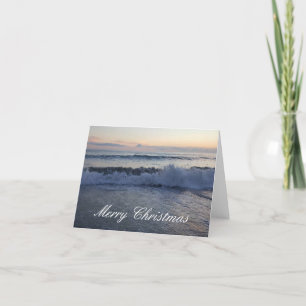 Merry Christmas Ocean Sunset Card Feestdagen Kaart