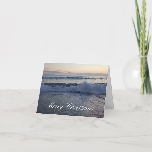 Merry Christmas Ocean Sunset Card Feestdagen Kaart (Voorkant)